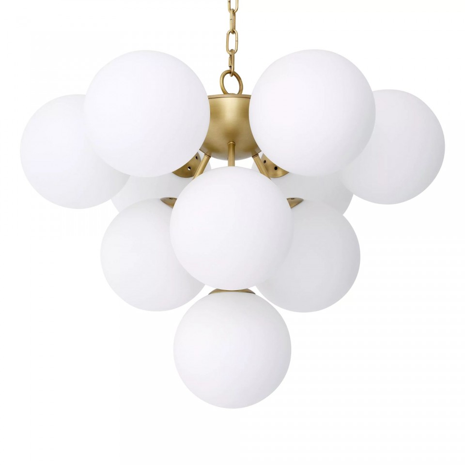 Icaro Chandelier Brass/White 63cm