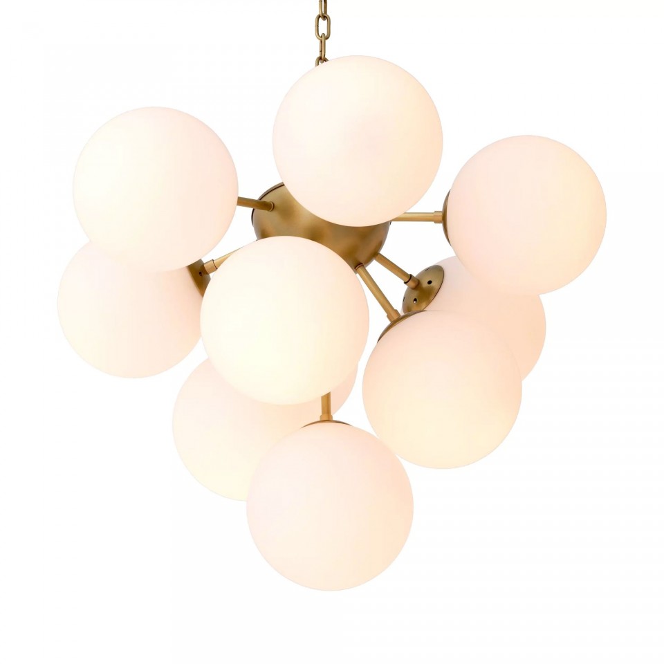 Icaro Chandelier Brass/White 63cm