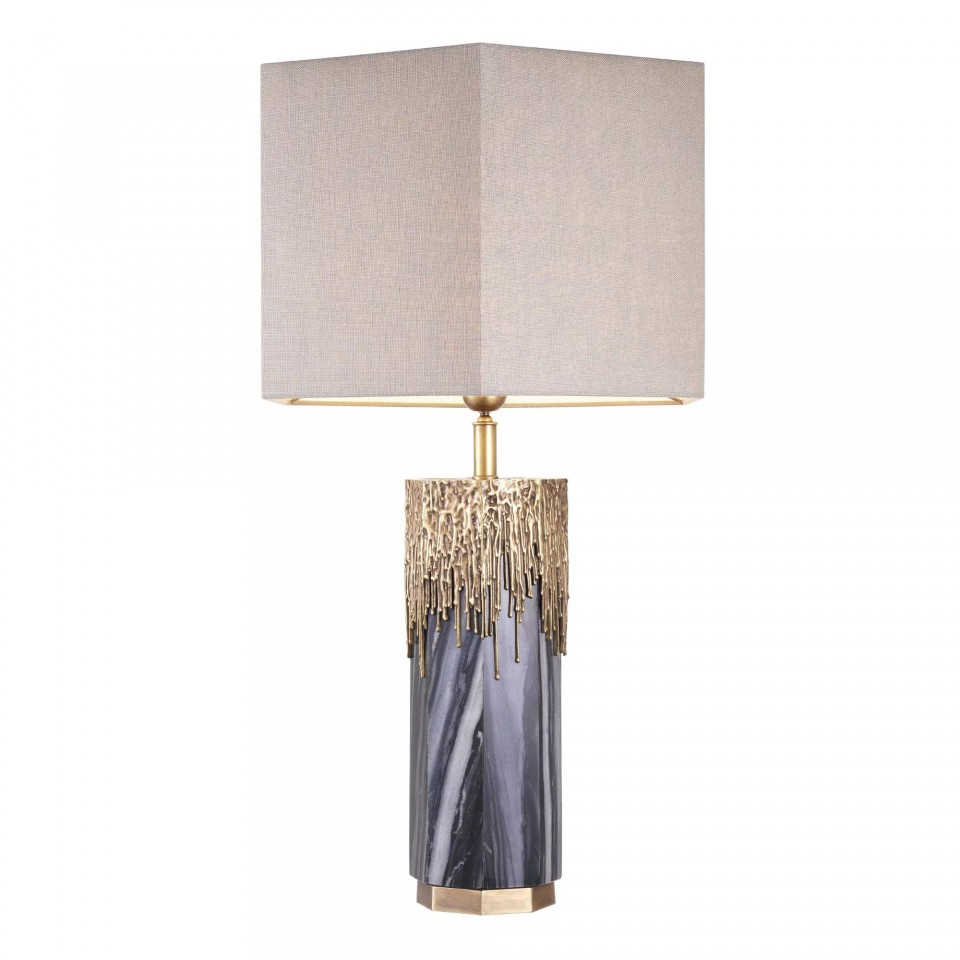 Miller Table Lamp Grey/Brass/Linen 78cm