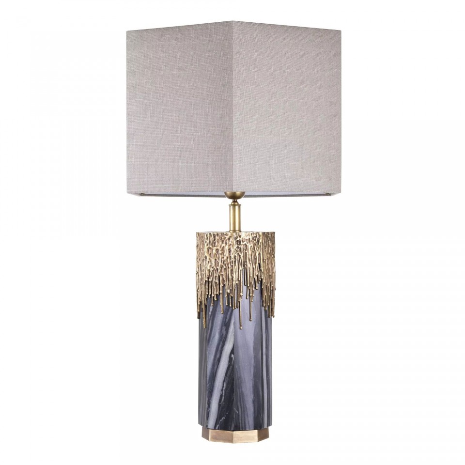 Miller Table Lamp Grey/Brass/Linen 78cm