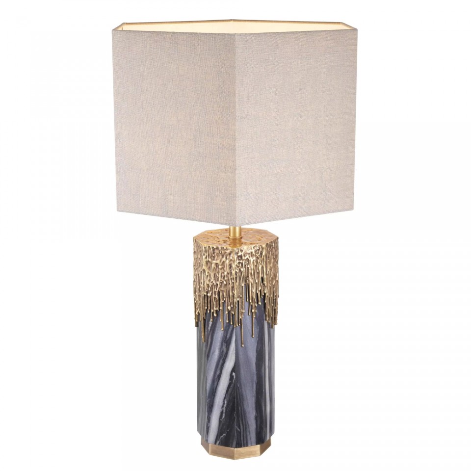 Miller Table Lamp Grey/Brass/Linen 78cm