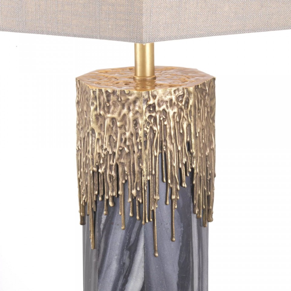 Miller Table Lamp Grey/Brass/Linen 78cm