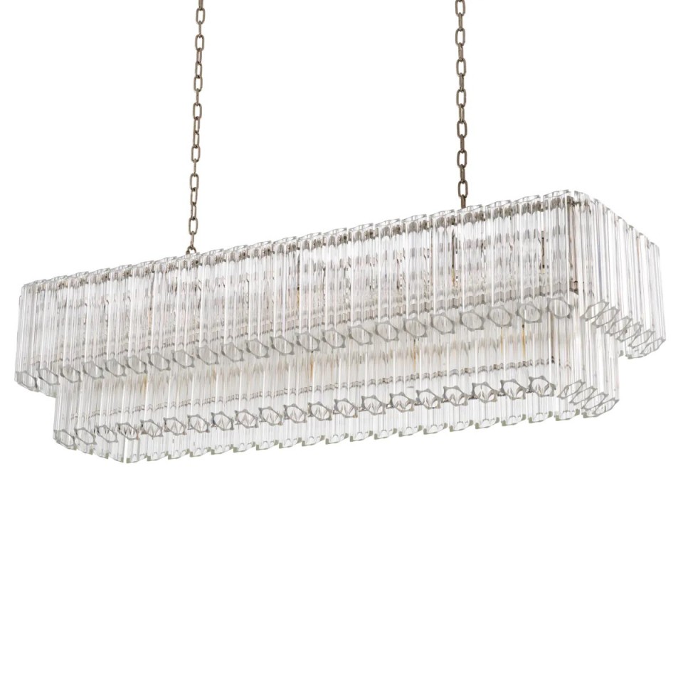 Vittoria takkrona rektangulär nickel/glas 148cm