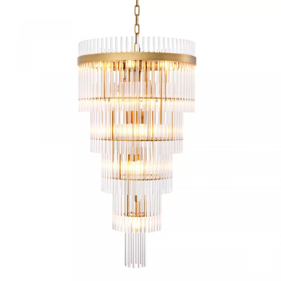 Yara L Chandelier Brass/Glass 49cm