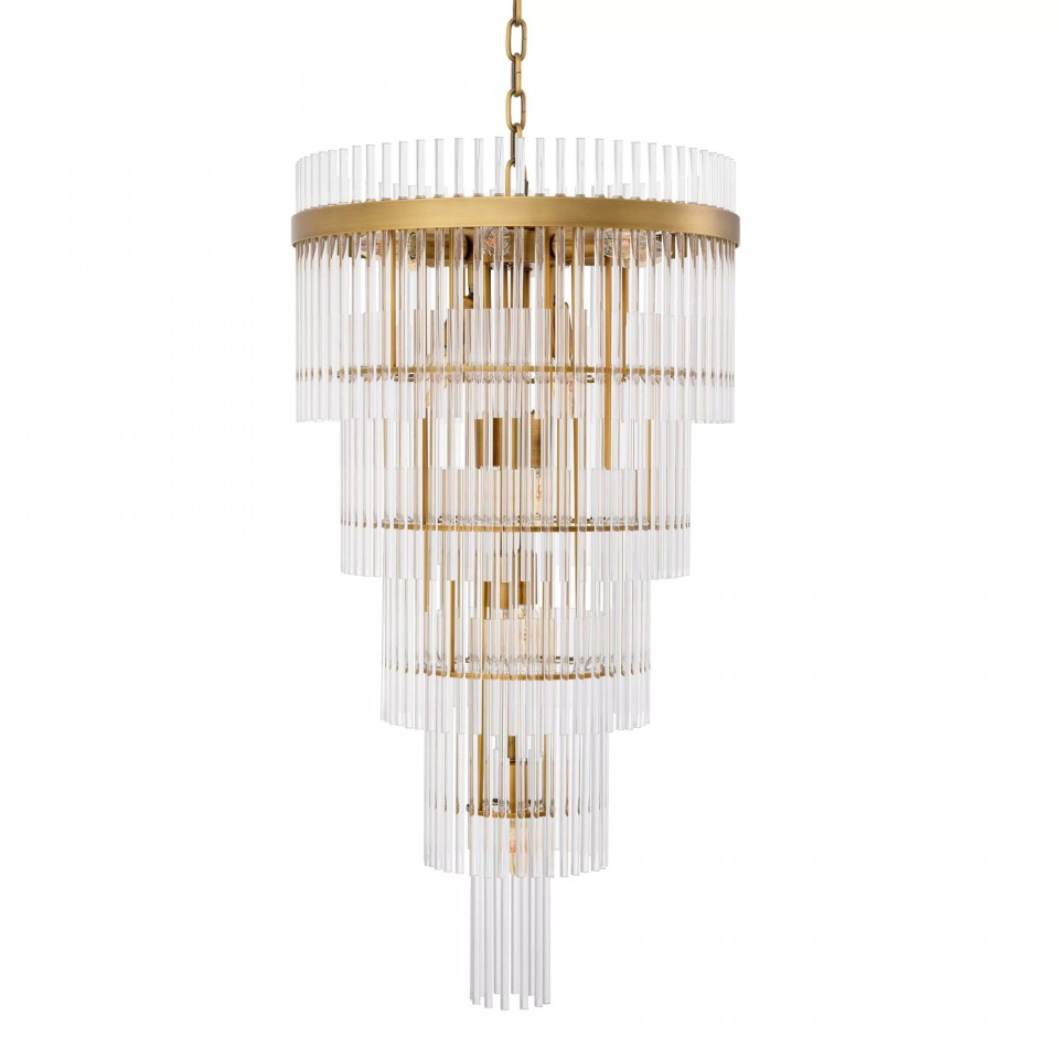 Yara L Chandelier Brass/Glass 49cm