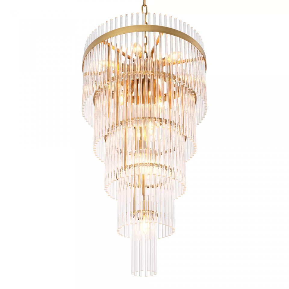 Yara L Chandelier Brass/Glass 49cm