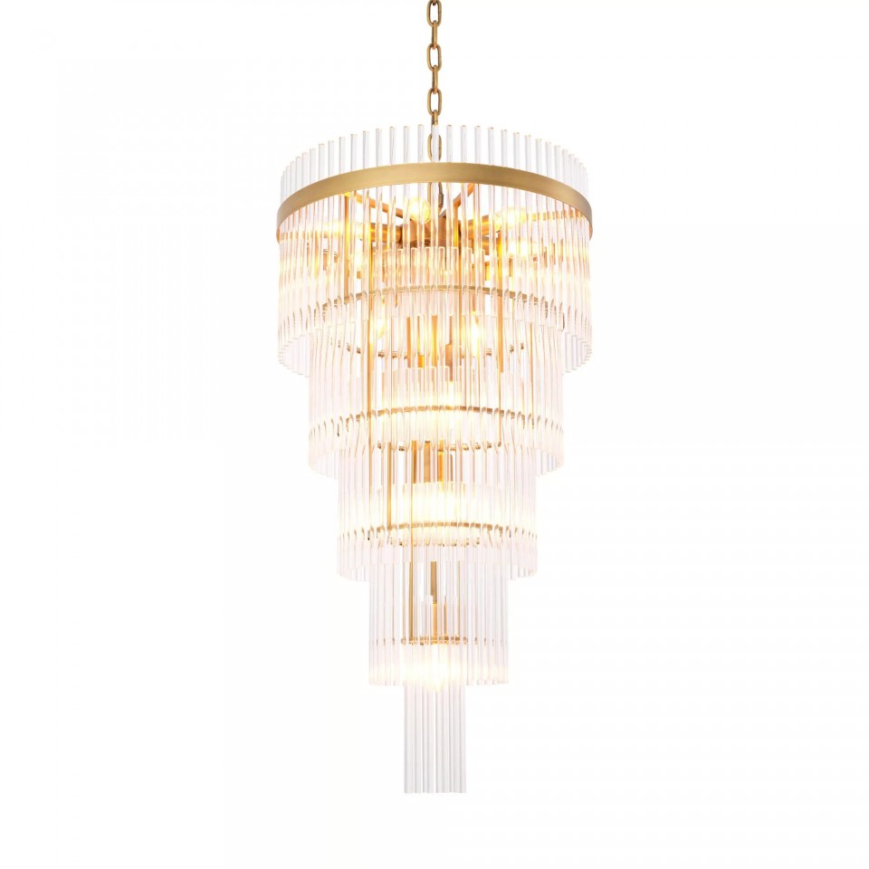 Yara L Chandelier Brass/Glass 49cm