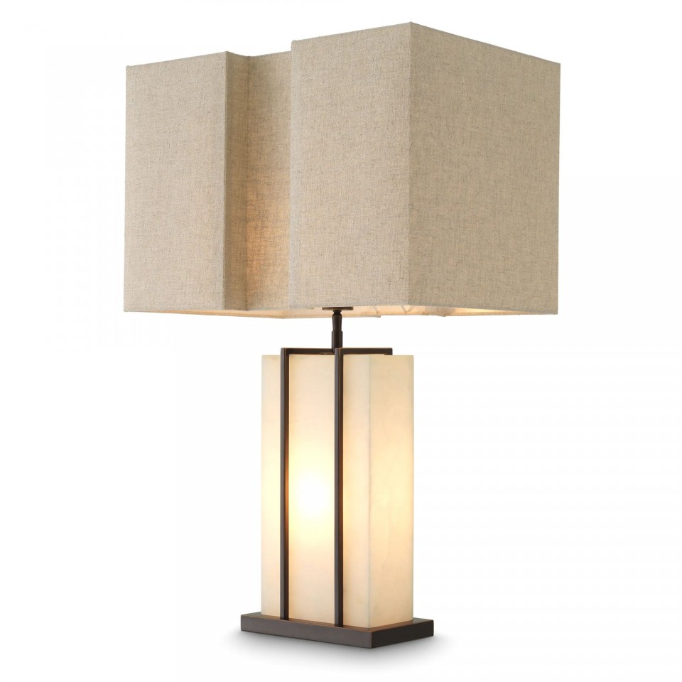 Graham Table Lamp Bronze/White/Linen 81cm