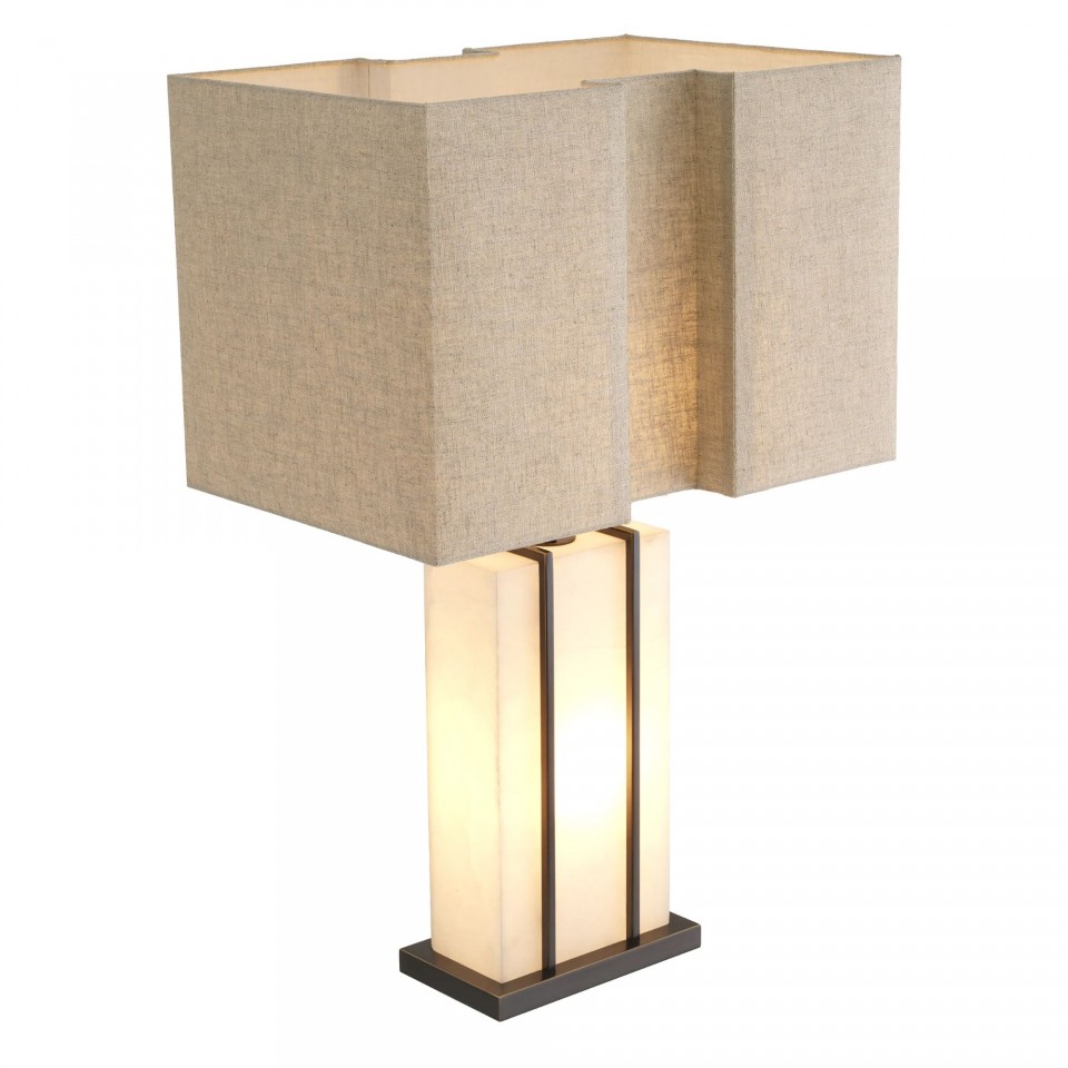 Graham Table Lamp Bronze/White/Linen 81cm