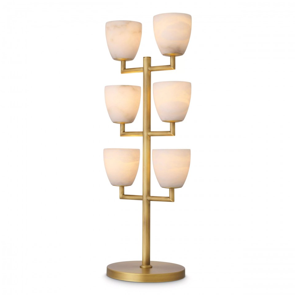 Valerius Table Lamp Brass/White 81cm