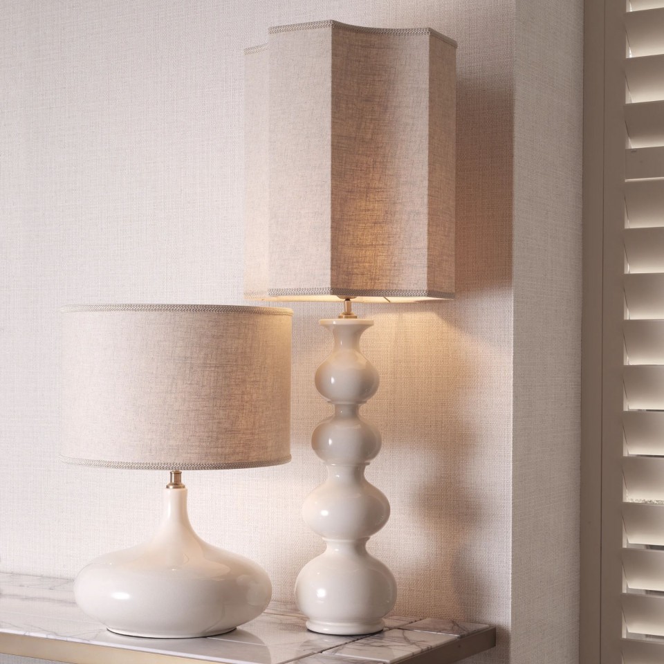 Jones Table Lamp White/Brass/Linen 64.5cm