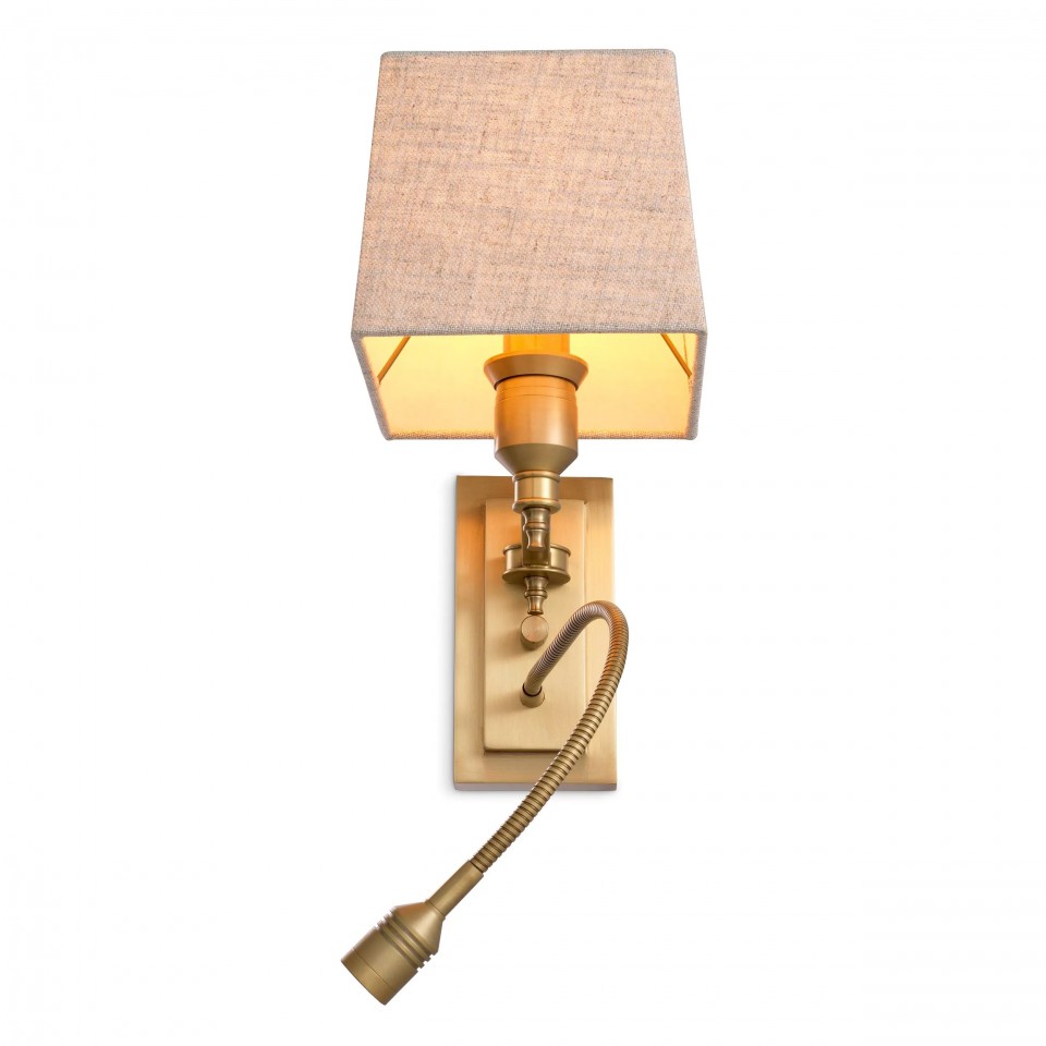 Ellington Wall Lamp Brass/Linen 30.5cm