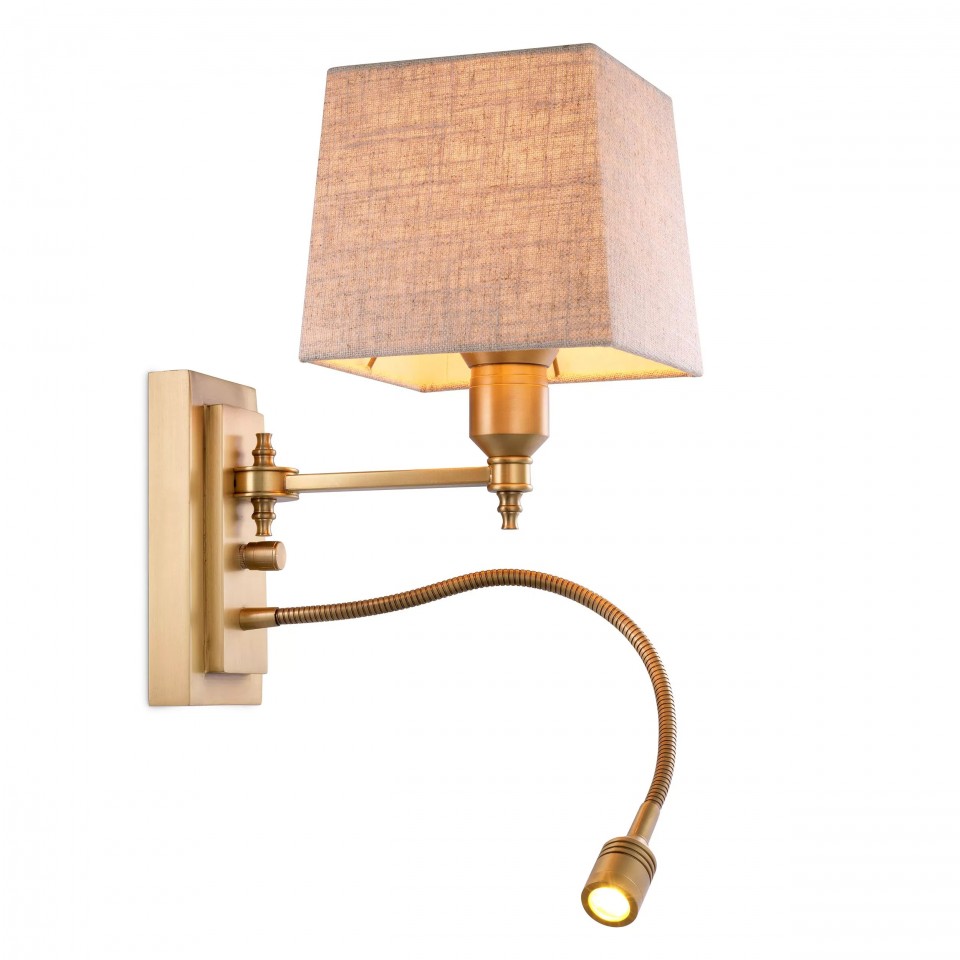 Ellington Wall Lamp Brass/Linen 30.5cm