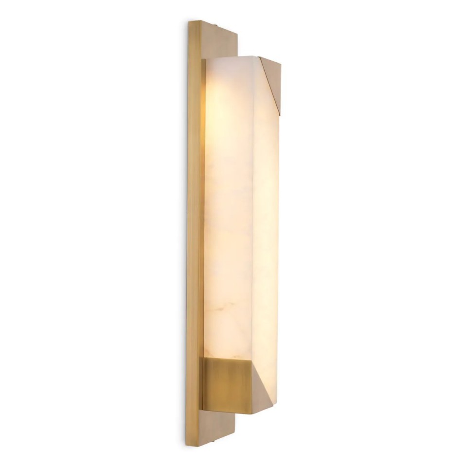 Scilla vägglampa antik mässing/alabaster 60cm