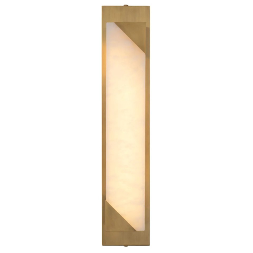 Scilla vägglampa antik mässing/alabaster 60cm