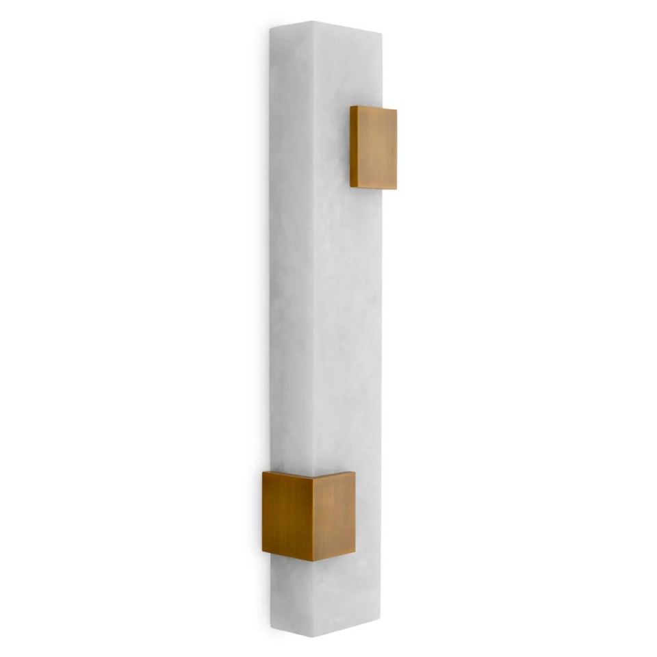 Furore vägglampa antikmässing/alabaster 60.5cm