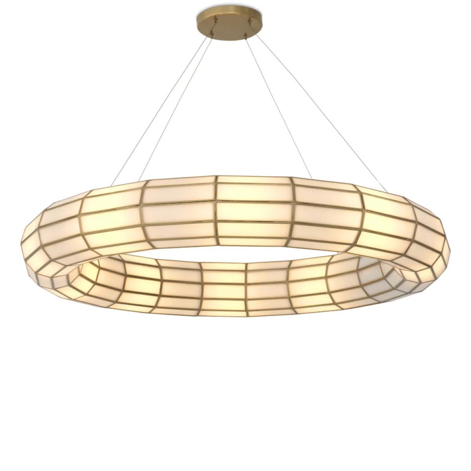 Ronco chandelier antique brass/glass 120cm