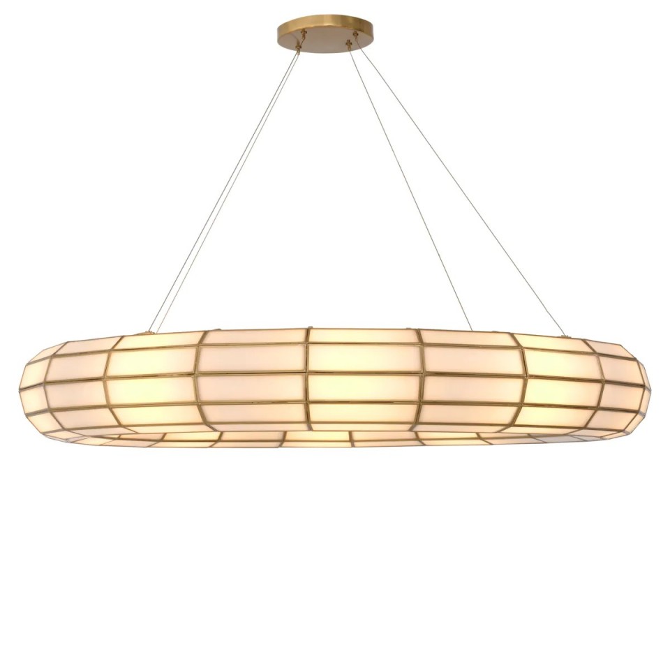 Ronco chandelier antique brass/glass 120cm