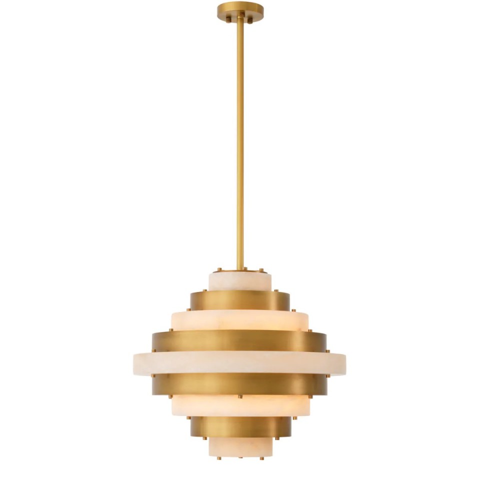 Lazzari Chandelier Antique Brass/Alabaster 60cm