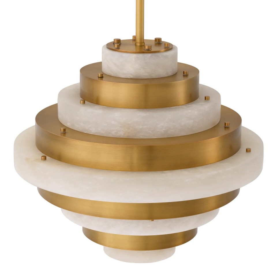 Lazzari Chandelier Antique Brass/Alabaster 60cm