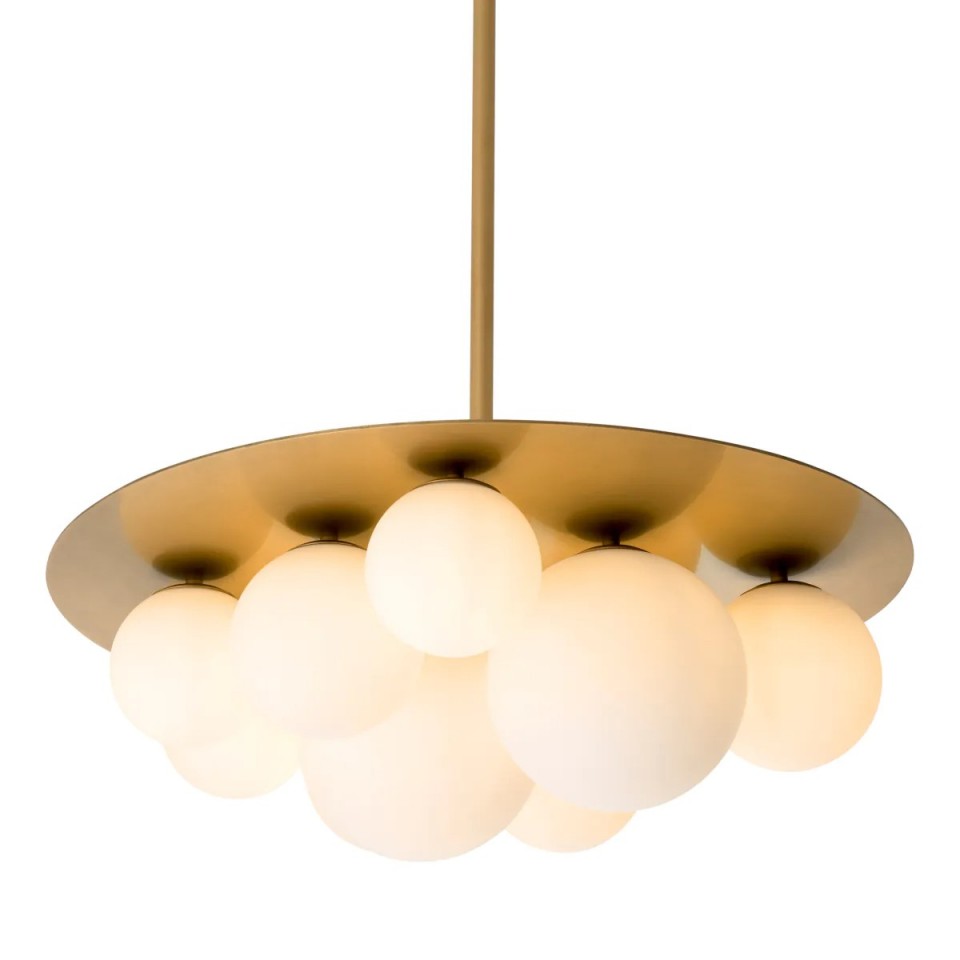 Orsini chandelier antique brass/white 70cm