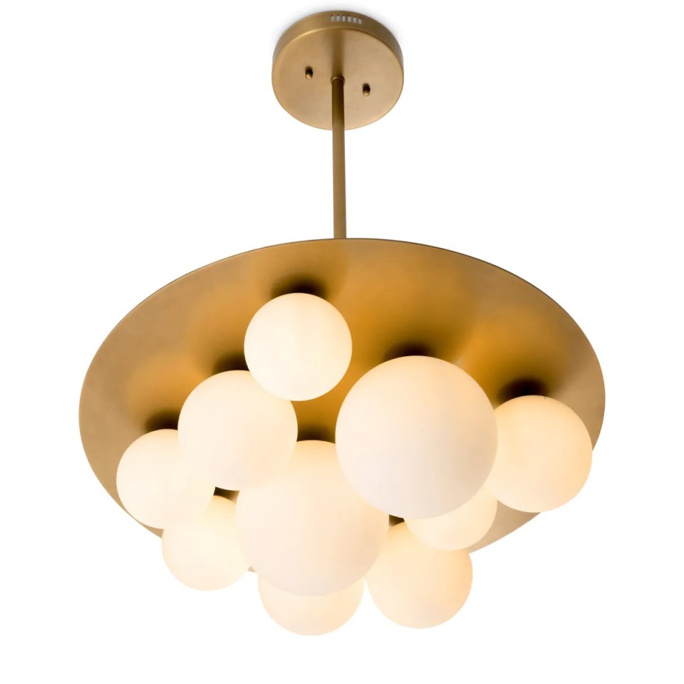 Orsini chandelier antique brass/white 70cm