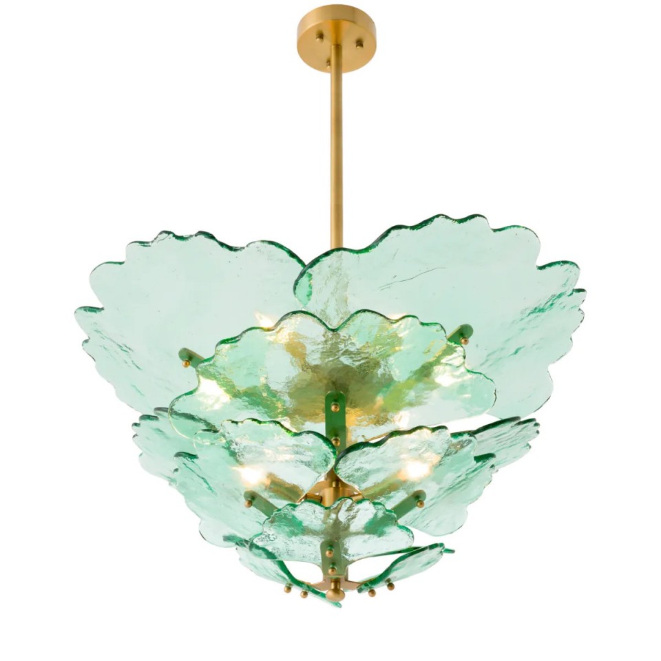 Florina chandelierantique brass/green 83cm