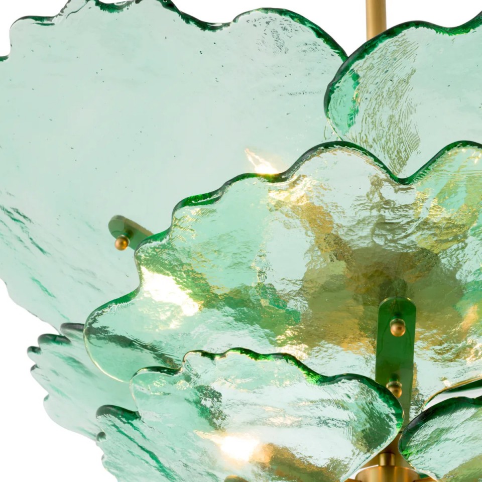 Florina chandelierantique brass/green 83cm