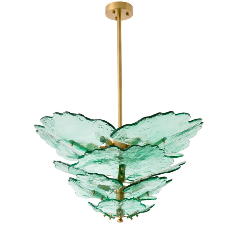 Florina chandelierantique brass/green 83cm