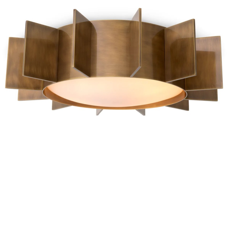 Mario flush ceiling light vintage brass/white 60cm