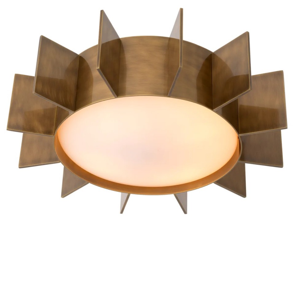 Mario flush ceiling light vintage brass/white 60cm