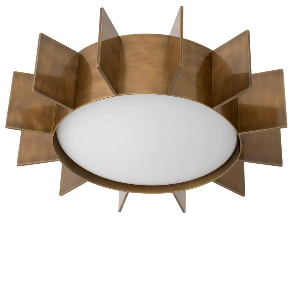 Mario flush ceiling light vintage brass/white 60cm