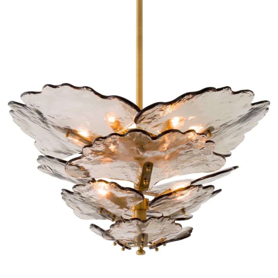 Florina chandelier antique brass/smoke 83cm