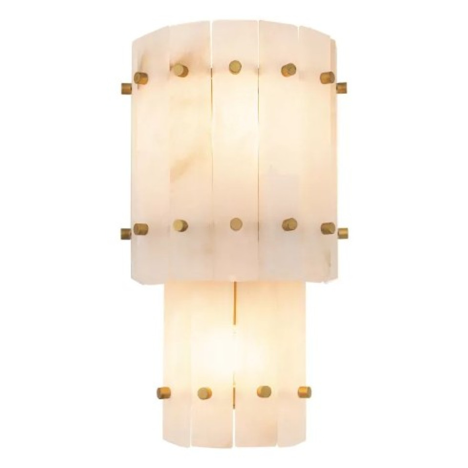 Blason Double Wall Lamp Alabaster/Brass 43cm