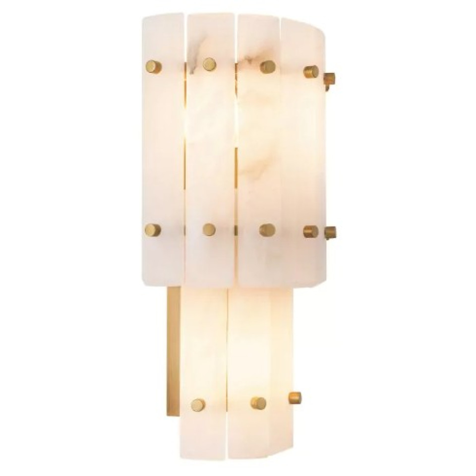 Blason Double Wall Lamp Alabaster/Brass 43cm