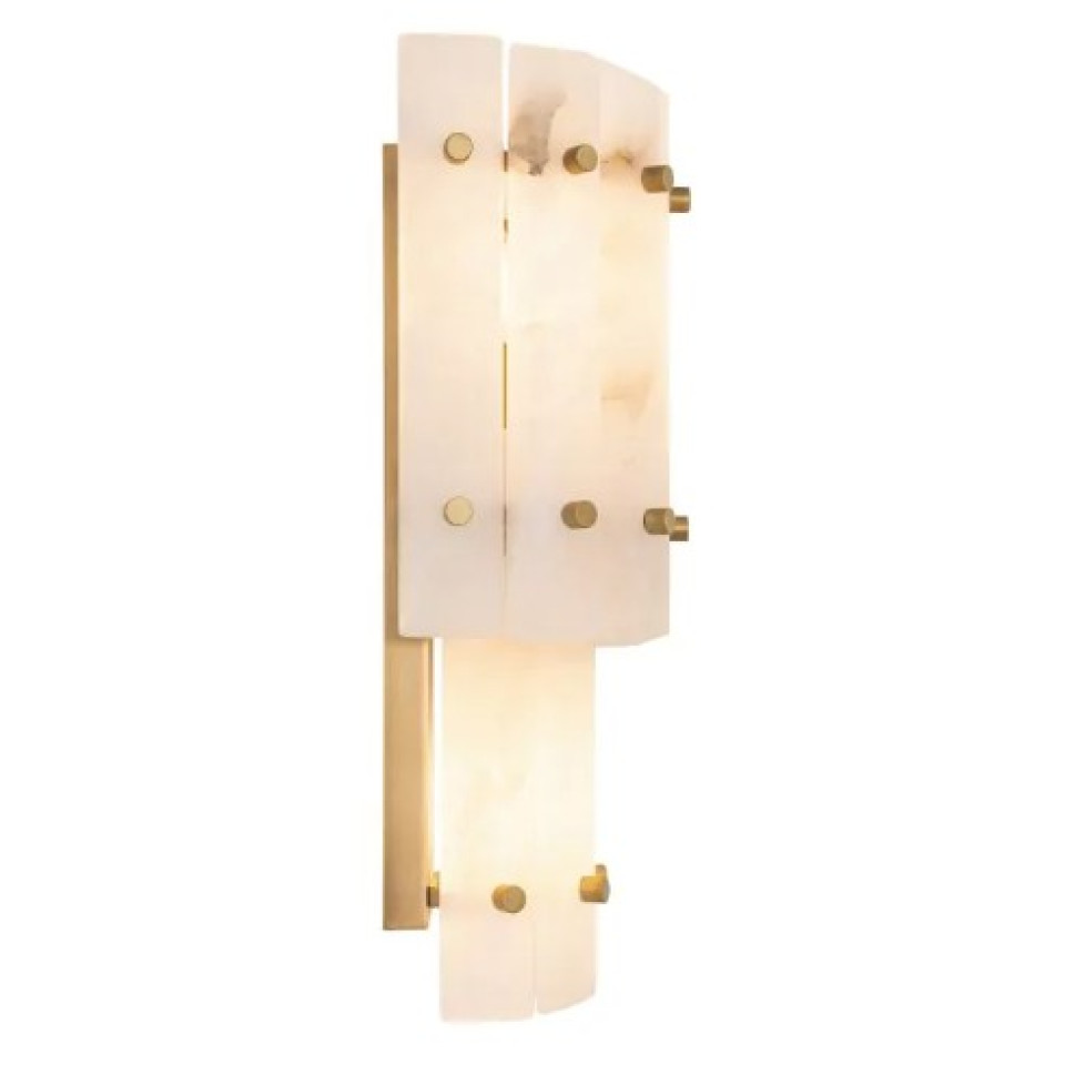 Blason Double Wall Lamp Alabaster/Brass 43cm