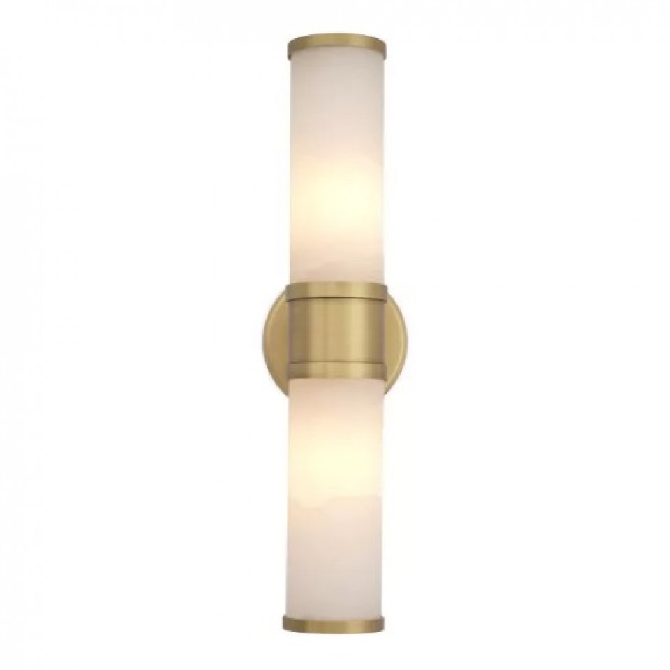 Claridges Double Wall Lamp Brass/Alabaster 46.5cm