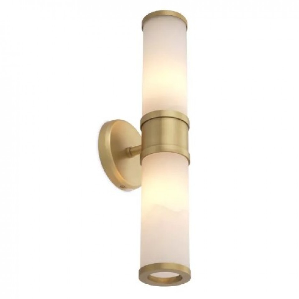 Claridges Double Wall Lamp Brass/Alabaster 46.5cm