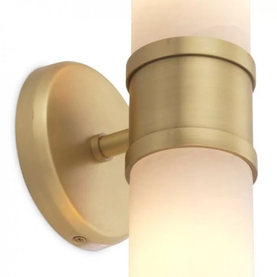 Claridges Double Wall Lamp Brass/Alabaster 46.5cm