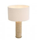 Giova Round Table Lamp Travertine/Bouclé Shade 64cm