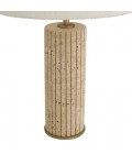 Giova Round Table Lamp Travertine/Bouclé Shade 64cm