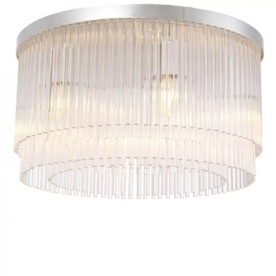 Hector Flush Ceiling Light Nickel/Glass 45cm