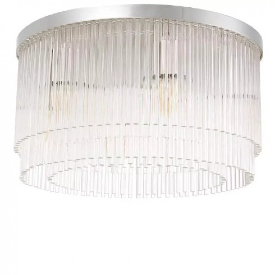 Hector Flush Ceiling Light Nickel/Glass 45cm