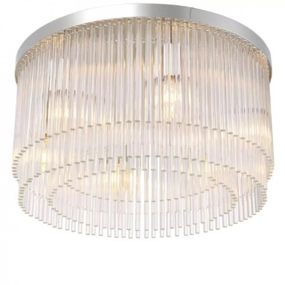 Hector Flush Ceiling Light Nickel/Glass 45cm