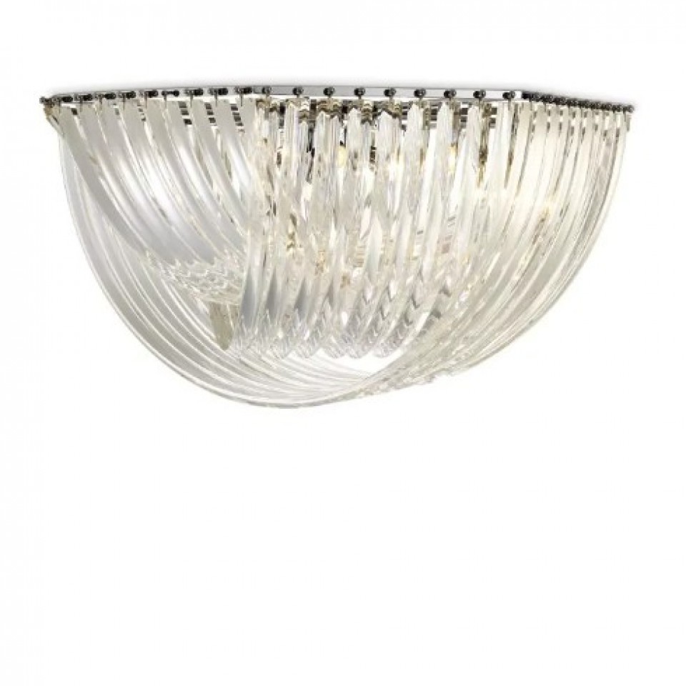 Hyères Flush Ceiling Light Nickel/Acrylic 90cm