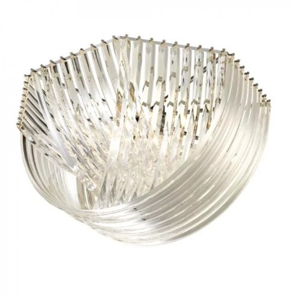 Hyères Flush Ceiling Light Nickel/Acrylic 90cm