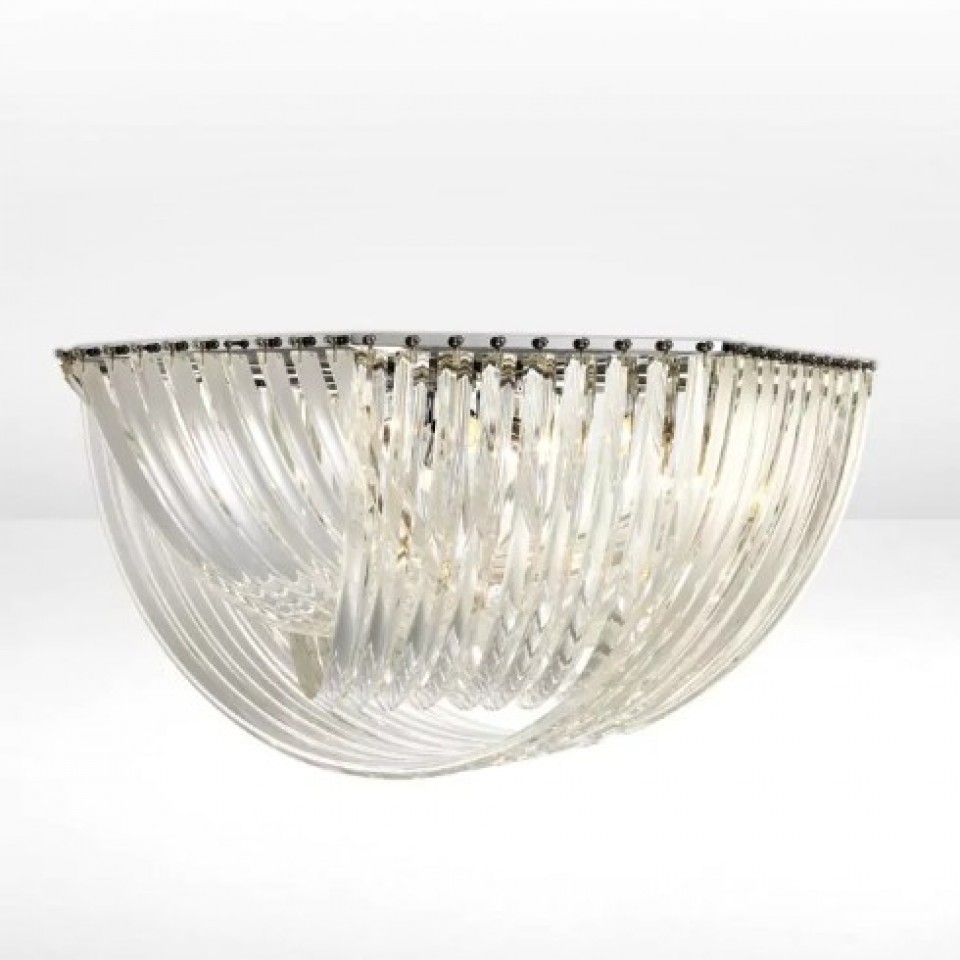 Hyères Flush Ceiling Light Nickel/Acrylic 90cm