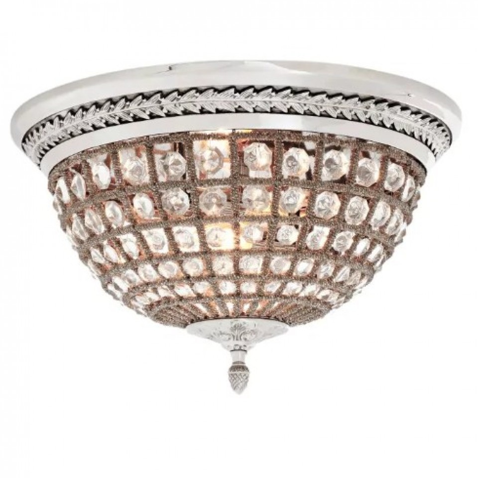 Kasbah Flush Ceiling Light Nickel/Glass 45cm