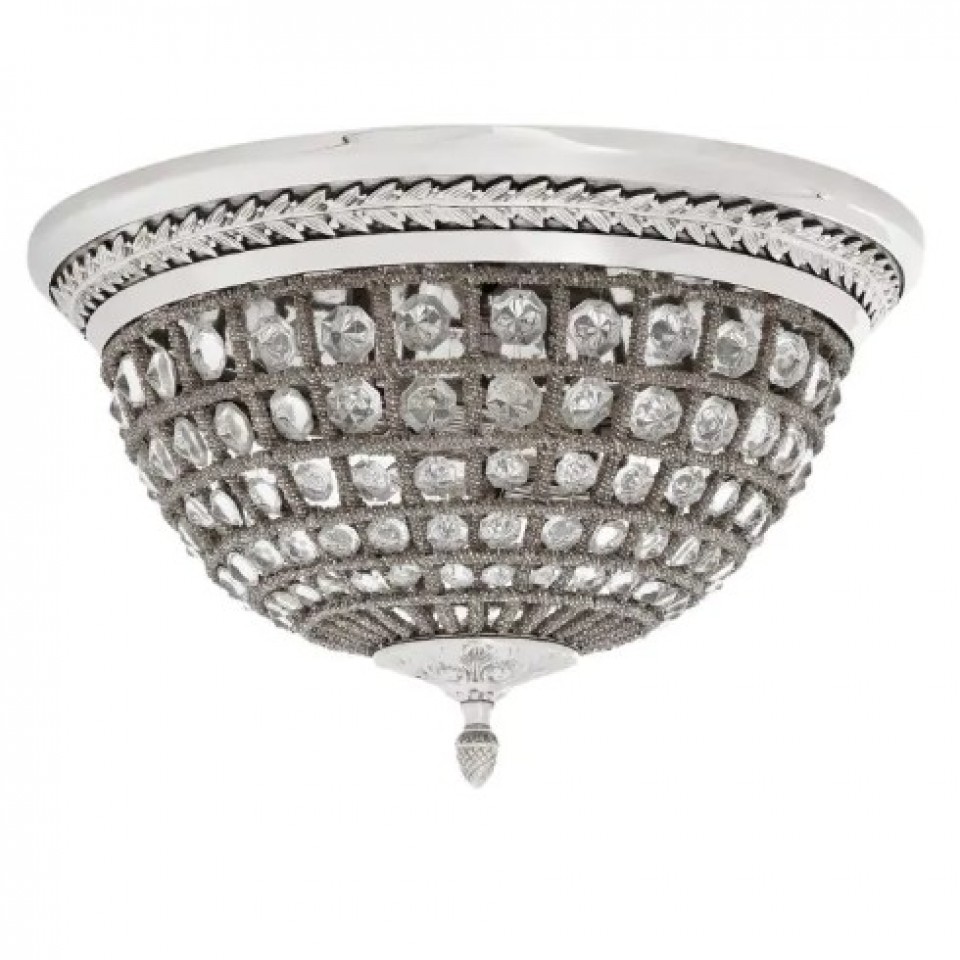 Kasbah Flush Ceiling Light Nickel/Glass 45cm