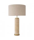 Lxry Table Lamp Travertine/Linen Mix Shade 75cm